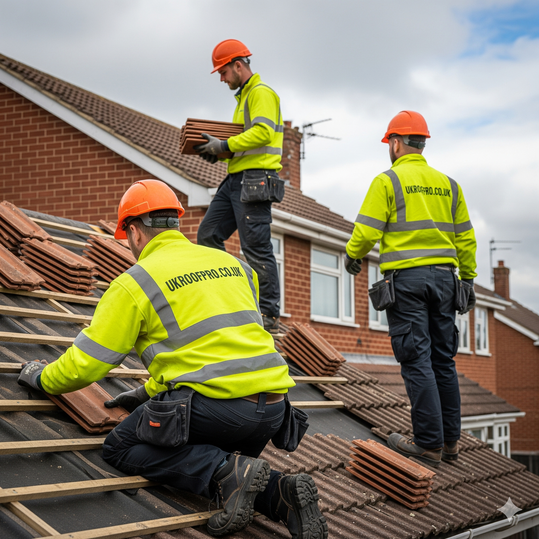 Close up of roofing felt being laid